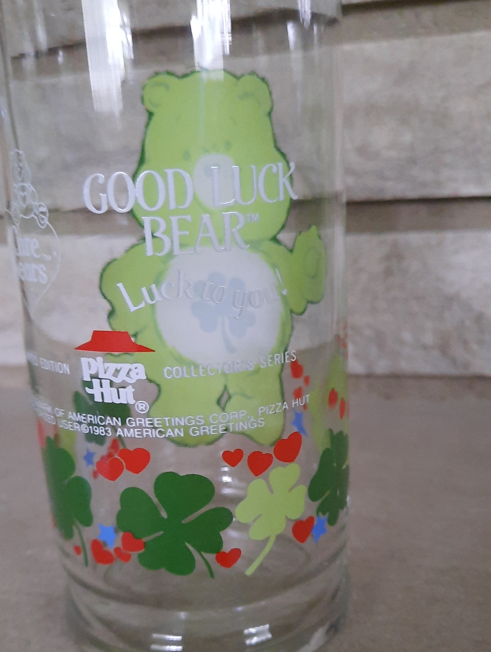Vintage Pizza Hut Care Bears Glass Good Luck 1983 - Picture 3 of 13